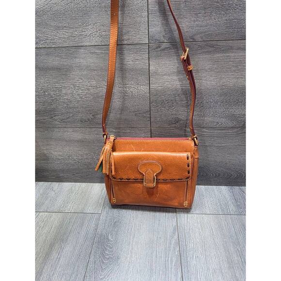 Dooney & Bourke Brown Medium Florentine Pocket Leather Crossbody bag B000553 - Picture 9 of 11